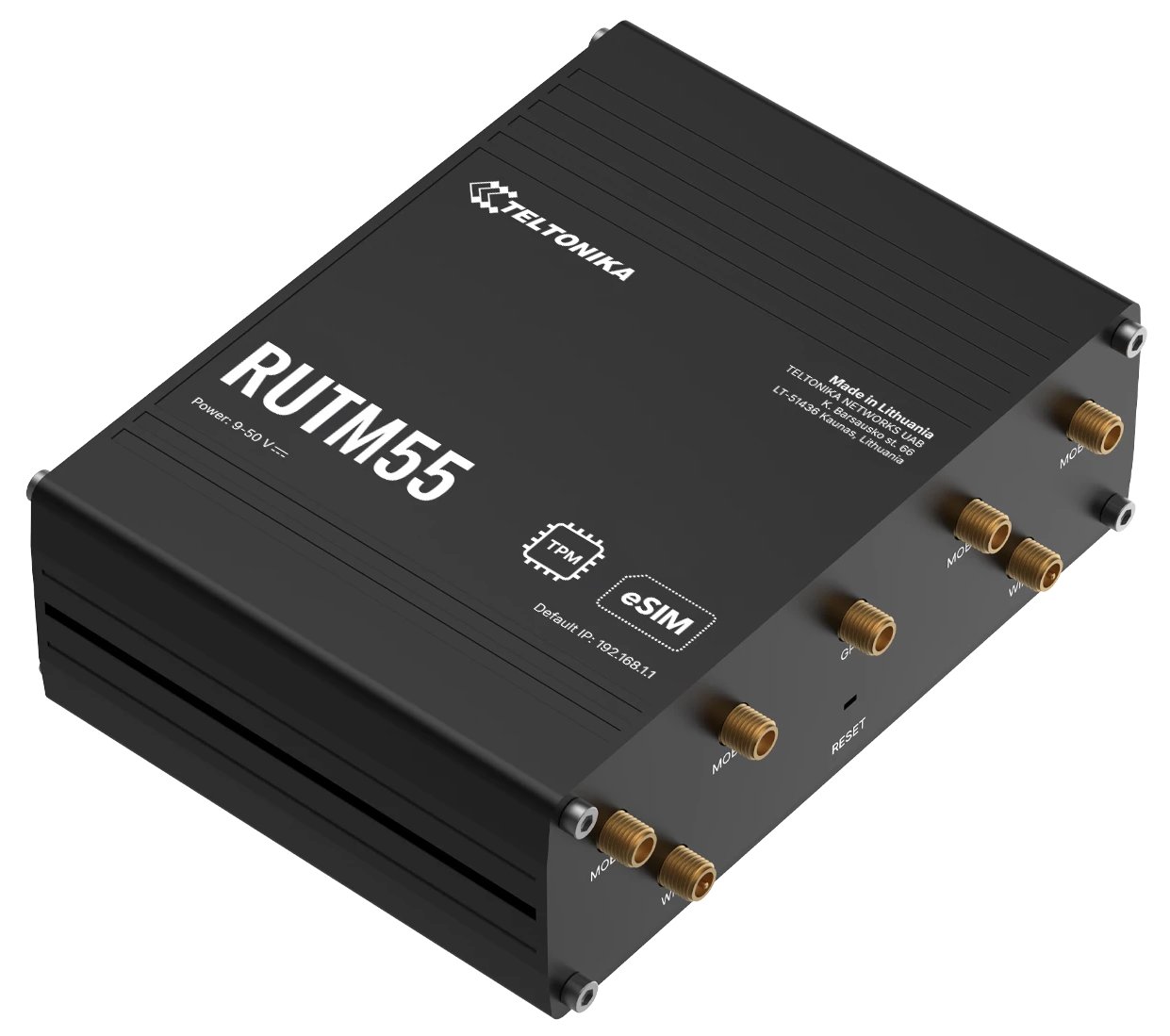 Teltonika RUTM55 průmyslový router, dual SIM + eSIM, 5G, 4x LAN,  serial RS232/485, WiFi 5