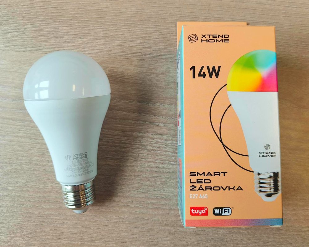 Xtend Home smart LED žárovka, E27, RGB+W, 14W, 1400lm, barevná, stmívatelná, WiFi, Tuya