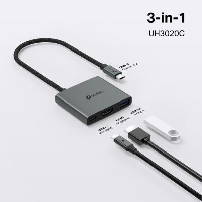 TP-Link UH3020C Dokovací stanice 1x USB-C na 3 porty s HDMI 4K při 60Hz, 100W PD, 1× USB-A