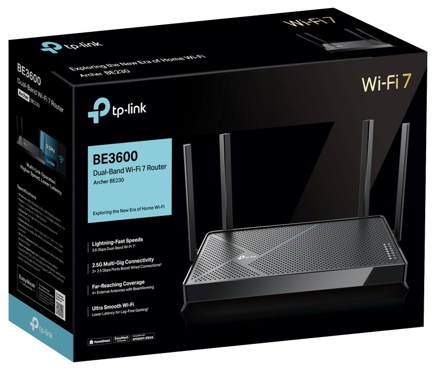 TP-Link Archer BE230 BE3600 WiFi 7 router, 1x GWAN, 4x GLAN, EasyMesh