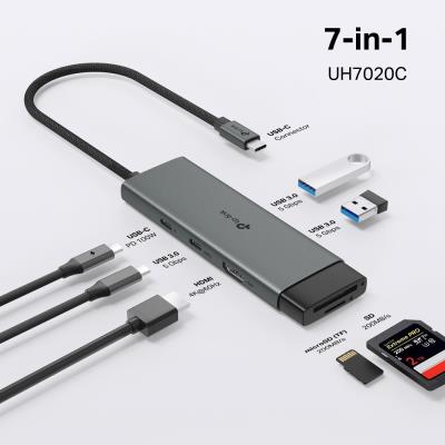 TP-Link UH7020C USB-C Hub na 1x USB-C, 1x HDMI 4K při 60Hz, 1x USB-C 100W PD, 2× USB-A, SD