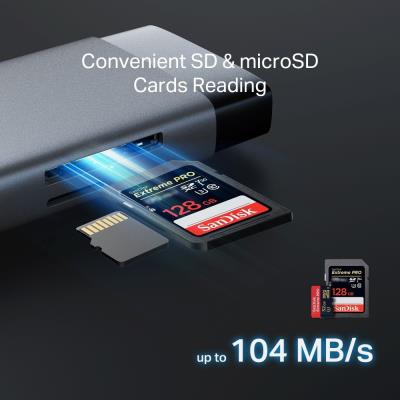 TP-Link UH9120C USB-C Hub na 1x USB-C, 1x HDMI 4K při 60Hz, 1x USB-C 100W PD, 3× USB-A, 1x GLAN, 1x SD