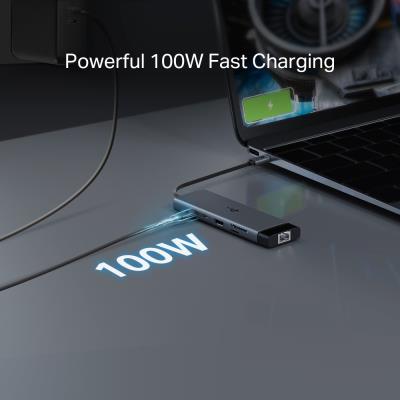 TP-Link UH9120C USB-C Hub na 1x USB-C, 1x HDMI 4K při 60Hz, 1x USB-C 100W PD, 3× USB-A, 1x GLAN, 1x SD