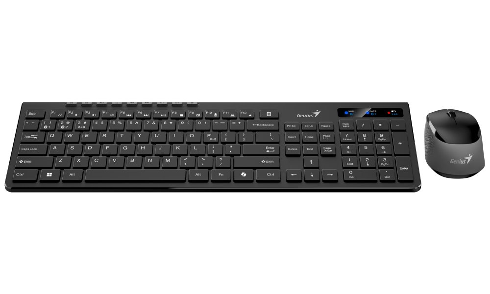 GENIUS SlimStar 8230/ Bezdrátový set Bluetooth + 2,4GHz/ připojení až 3 zařízení/ Copilot/ USB/ černá/ CZ+SK layout