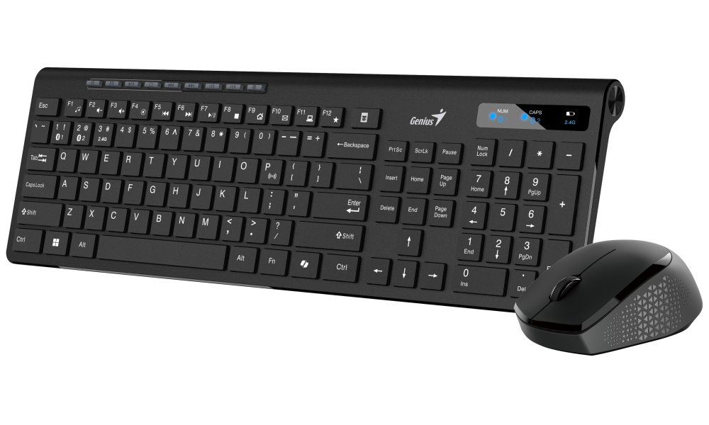 GENIUS SlimStar 8230/ Bezdrátový set Bluetooth + 2,4GHz/ připojení až 3 zařízení/ Copilot/ USB/ černá/ CZ+SK layout
