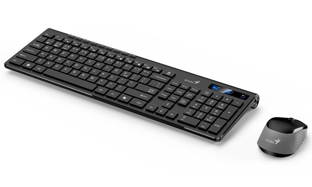 GENIUS SlimStar 8230/ Bezdrátový set Bluetooth + 2,4GHz/ připojení až 3 zařízení/ Copilot/ USB/ černá/ CZ+SK layout