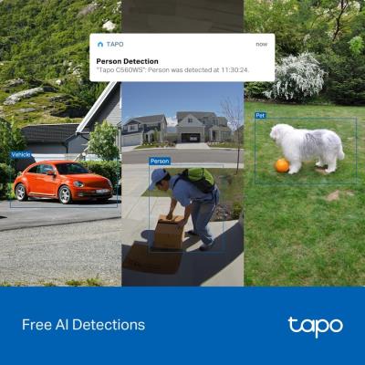 TP-Link Tapo C560WS - Venkovní Wi-Fi kamera s rozlišením 4k, rotace a sledování pohybu 360°, noční vidění, 1x LAN, IP66