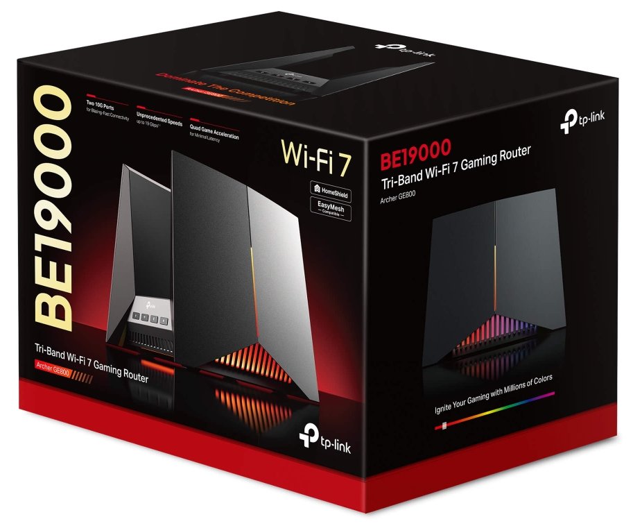 TP-Link Archer GE800 BE19000 WiFi 7 Herní router, 2x 10Gbit WAN/LAN RJ45/SFP+ Combo, 4x 2,5GLAN, USB 3.0, EasyMesh