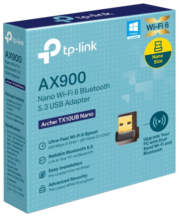 TP-Link Archer TX10UB Nano  AX900 Wi-Fi 6 USB Adaptér, 287 Mbps na 2.4GHz, 600Mbps na 5GHz,  BT 5.3, USB2.0
