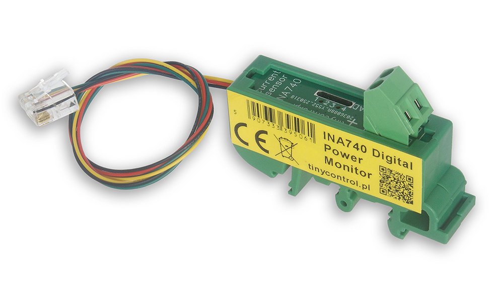 TINYCONTROL INA740 digitální elektroměr na DIN lištu pro LK3 & LK4