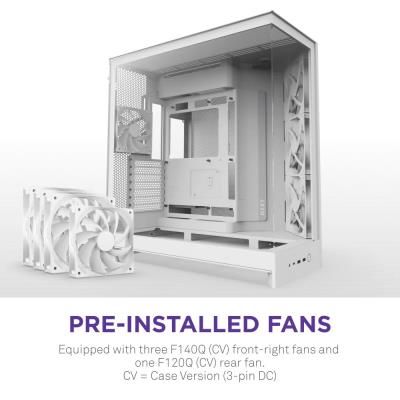 NZXT skříň H9 Flow dvoukomorová ATX / 3x140mm fan / 1x120mm / perforovaný top / proskl. bočnice, front / bílá