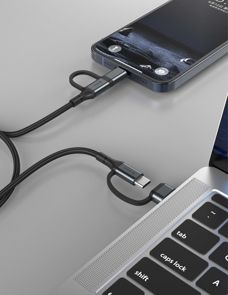 Swissten textilní datový kabel 4in1, 3A, 1,5m černý