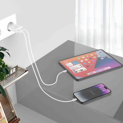 Swissten tenký síťový adaptér GaN USB-C + USB-A 30w bílý