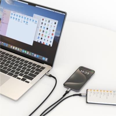 Swissten nabíjecí kabel 2v1 USB-C / USB-C + lightning 100w 1,5 m černý