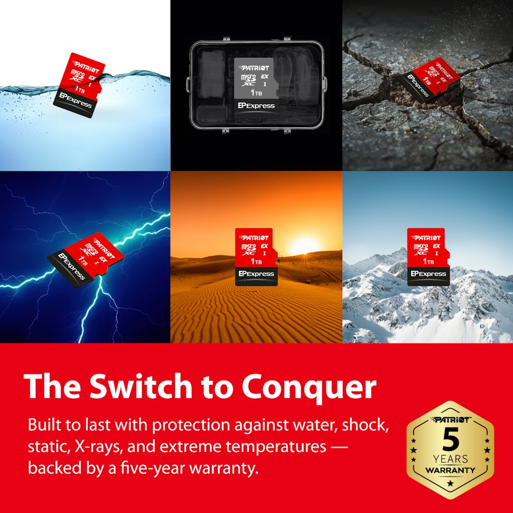 PATRIOT EP Express MicroSD Card 256GB / UHS-I / U3 / CL10 / R:800 / W:600MB/s / Vhodné pro Nintendo Switch 2