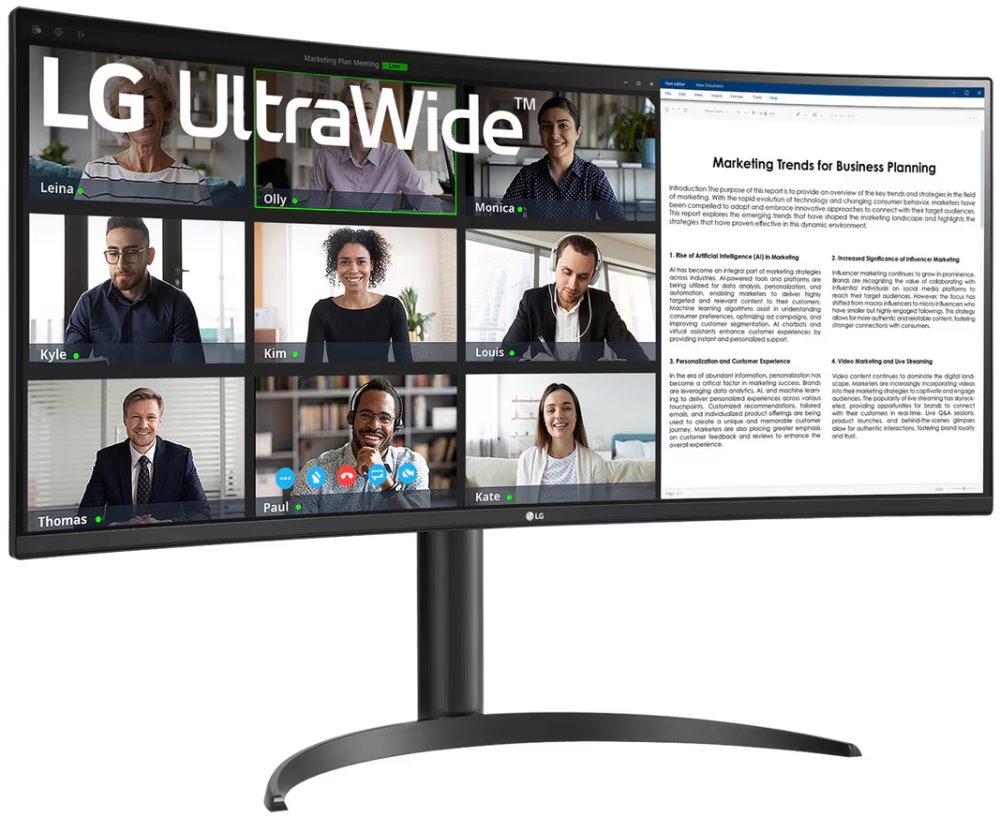 LG monitor 34WR55QK-B VA 34" UWQHD zakřivený/ 3440×1440/ 21:9/ 100Hz/ DP/ HDMI/ USB/ výškově nastavitelný