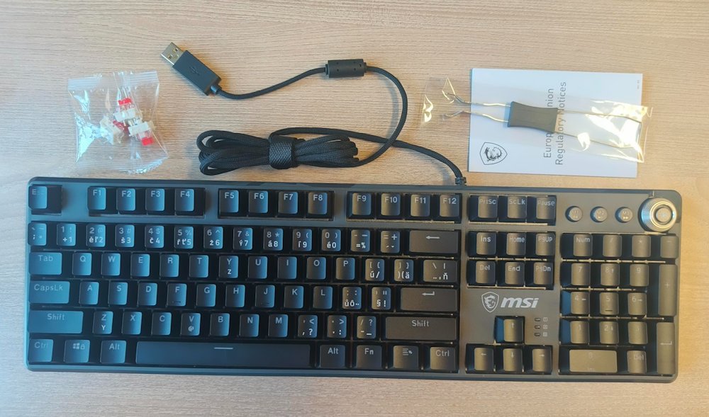 MSI herní klávesnice FORGE GK310 Red/ drátová/ mechanická/ RGB podsvícení/ USB/ CZ+SK layout