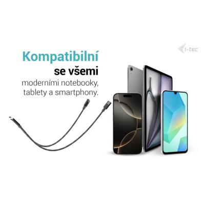 i-tec přípojný kabel USB-C Splitter Audio/Data, Power Delivery 100W