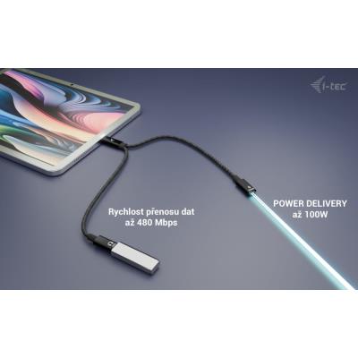 i-tec přípojný kabel USB-C Splitter Audio/Data, Power Delivery 100W