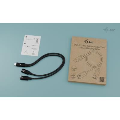 i-tec přípojný kabel USB-C Splitter Audio/Data, Power Delivery 100W