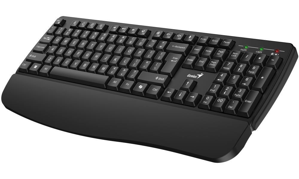 GENIUS KB-7123/ bezdrátová 2,4GHz/ ergo předložka/ Copilot/ mini receiver/ USB/ černá/ CZ+SK layout