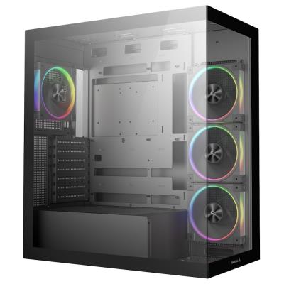DEEPCOOL skříň CG580 4F V2 / ATX / 4x120mm ARGB fans / 2xUSB 3.0 / panoramatická / tvrzené sklo / černá