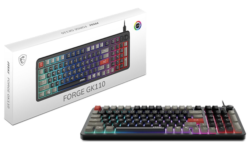 MSI herní klávesnice FORGE GK110/ drátová/ RGB podsvícení/ USB/ CZ+SK layout