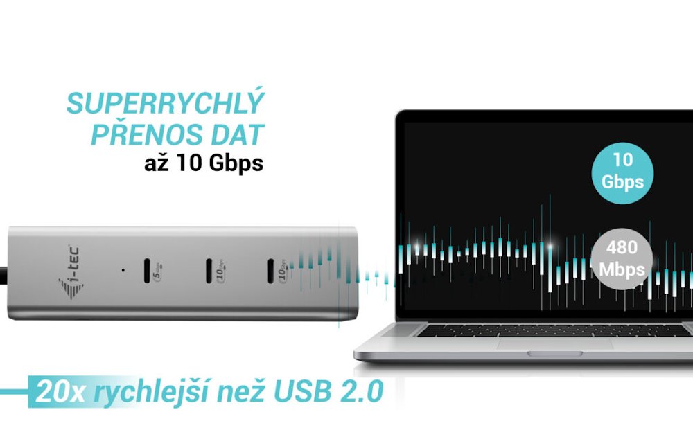 i-tec USB-C Charging Metal HUB 5port with USB-C video 8K, Power Delivery 85W