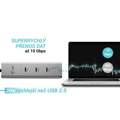 i-tec USB-C Charging Metal HUB 5port with USB-C video 8K, Power Delivery 85W