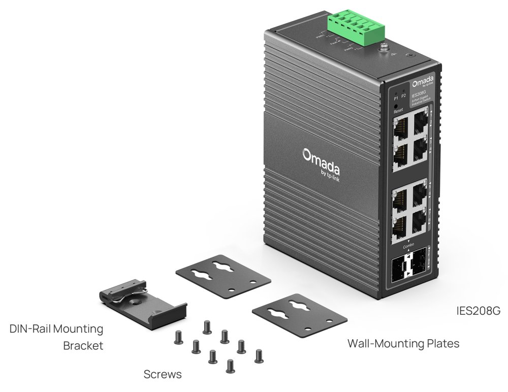 TP-Link IES208G - 8-portový Omada Industry Switch, 6x GLAN, 2x Combo Gigabit SFP