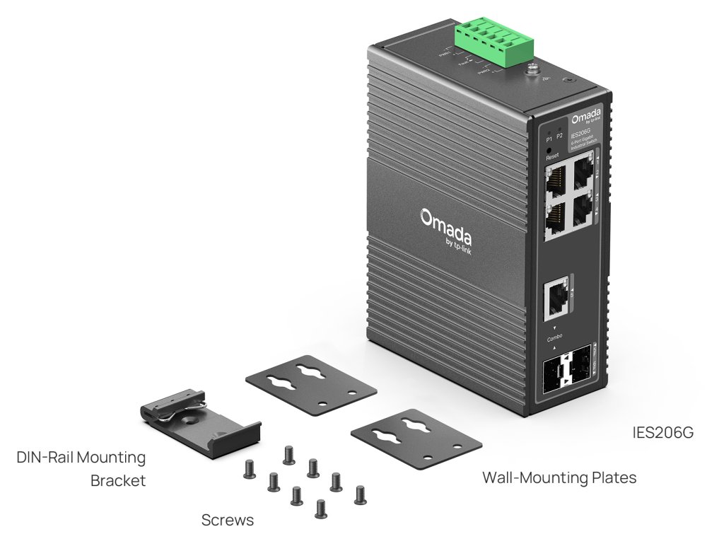 TP-Link IES206G - 6-portový Omada Industry Switch, 4x GLAN, 1x SFP, 1x Combo Gigabit SFP