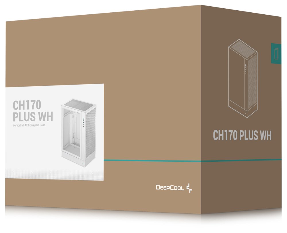 DEEPCOOL skříň CH170 Plus / vertikální microATX / 2xUSB 3.0 / USB-C / bílá