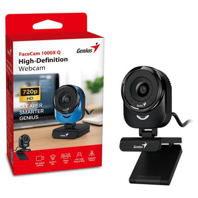 GENIUS FaceCam 1000X Q Black/ 720p HD/ 360° rotace/ 90° náklon/ USB 2.0/ UVC/ mikrofon/ černá