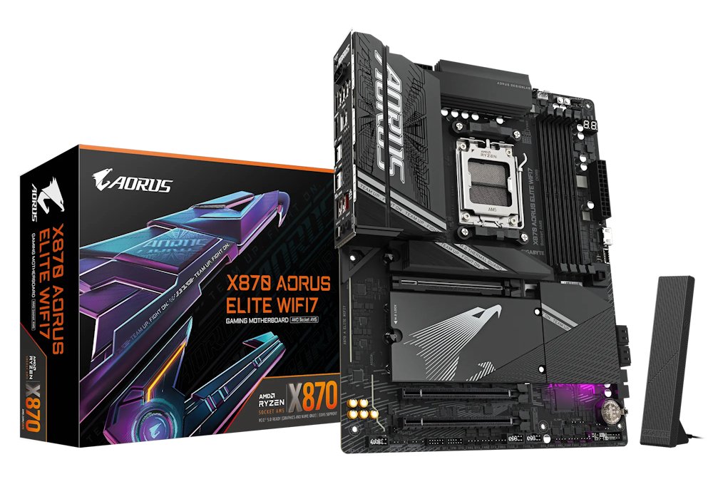 GIGABYTE X870 AORUS ELITE WIFI7 / AMD X870 / AM5 / 4x DDR5 DIMM / 4x M.2 / HDMI / USB-C / WiFi 7 / ATX