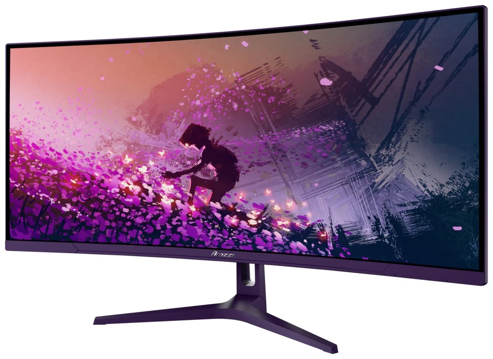 AROZZI NOVA herní monitor 34" 34T2K165 Purple/ LED/ 3440x1440/ 165Hz/ VA/ 4000:1/ 1ms/ 2xHDMI/ 2xDP/ fialový