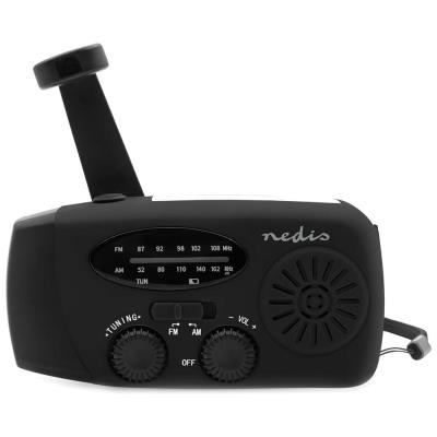 NEDIS přenosné nouzové rádio/ napájení z USB/ baterie 2000mAh/ AM/ FM/ funkce powerbanky/ USB-C/ černé