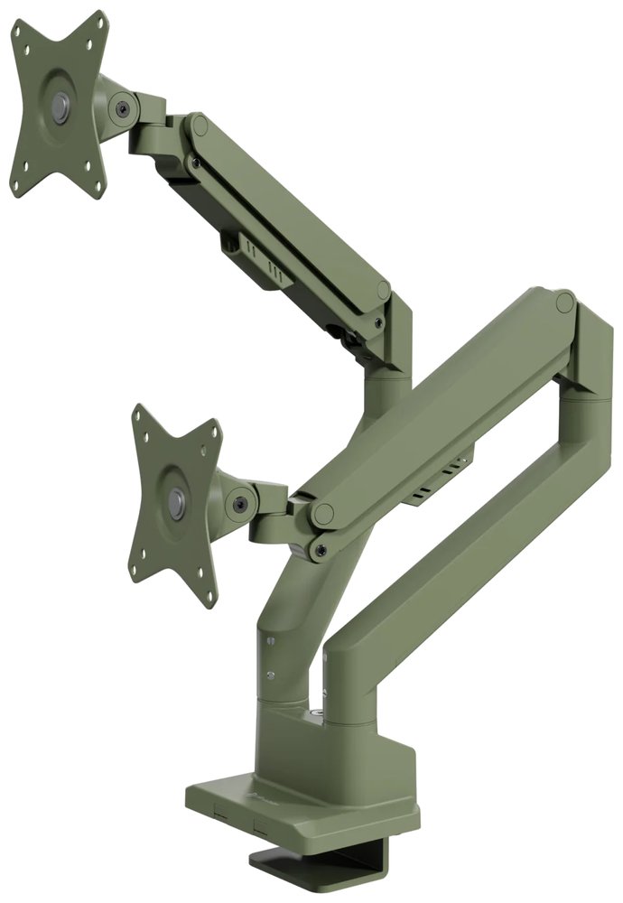 AROZZI ALZARE NEO DUO Forest Green/ stolní držák pro 2 monitory/ plynový píst/ kovový/ mechově zelený