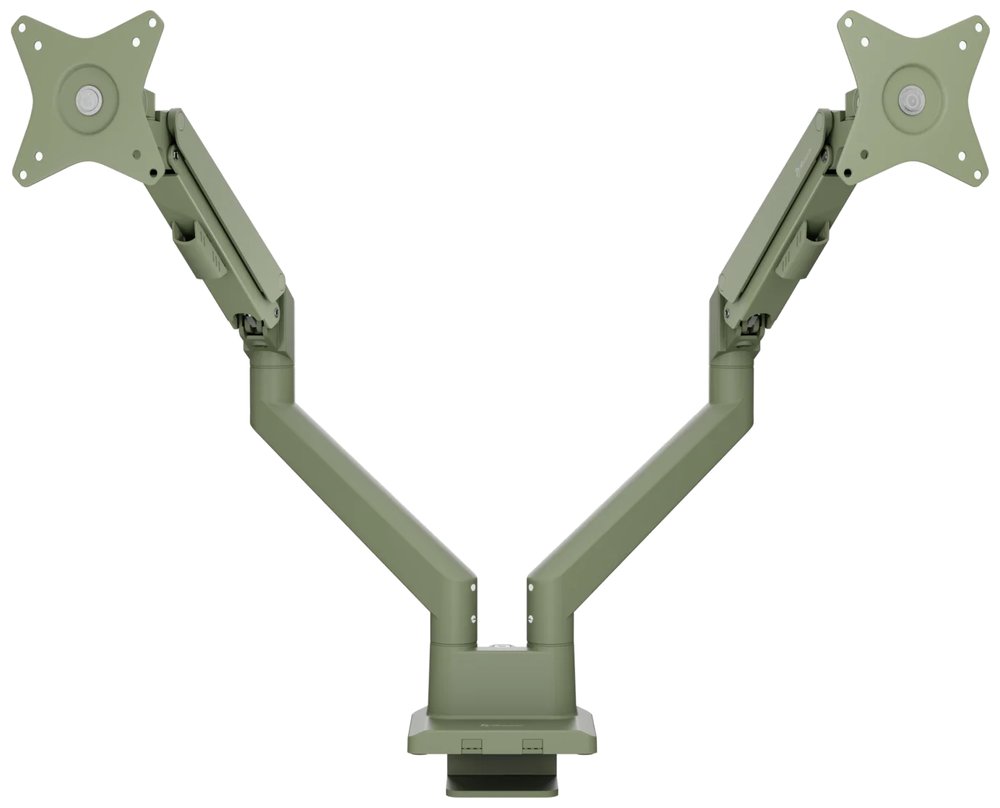 AROZZI ALZARE NEO DUO Forest Green/ stolní držák pro 2 monitory/ plynový píst/ kovový/ mechově zelený