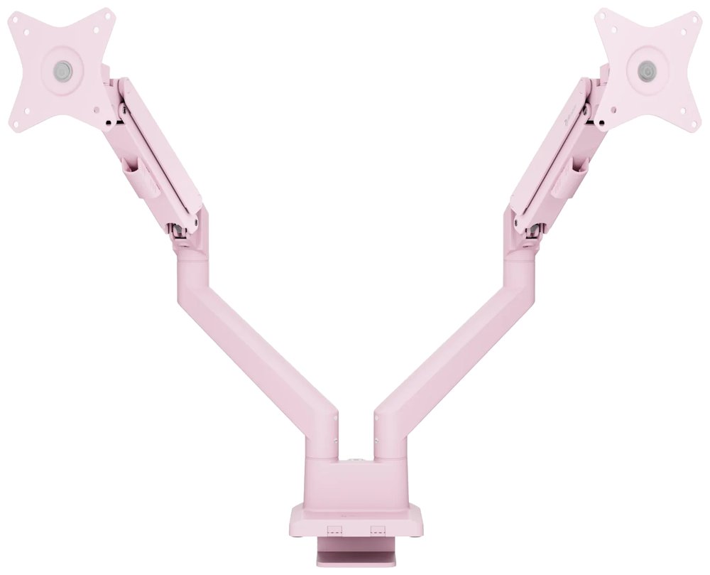 AROZZI ALZARE NEO DUO Pink/ stolní držák pro 2 monitory/ plynový píst/ kovový/ růžový