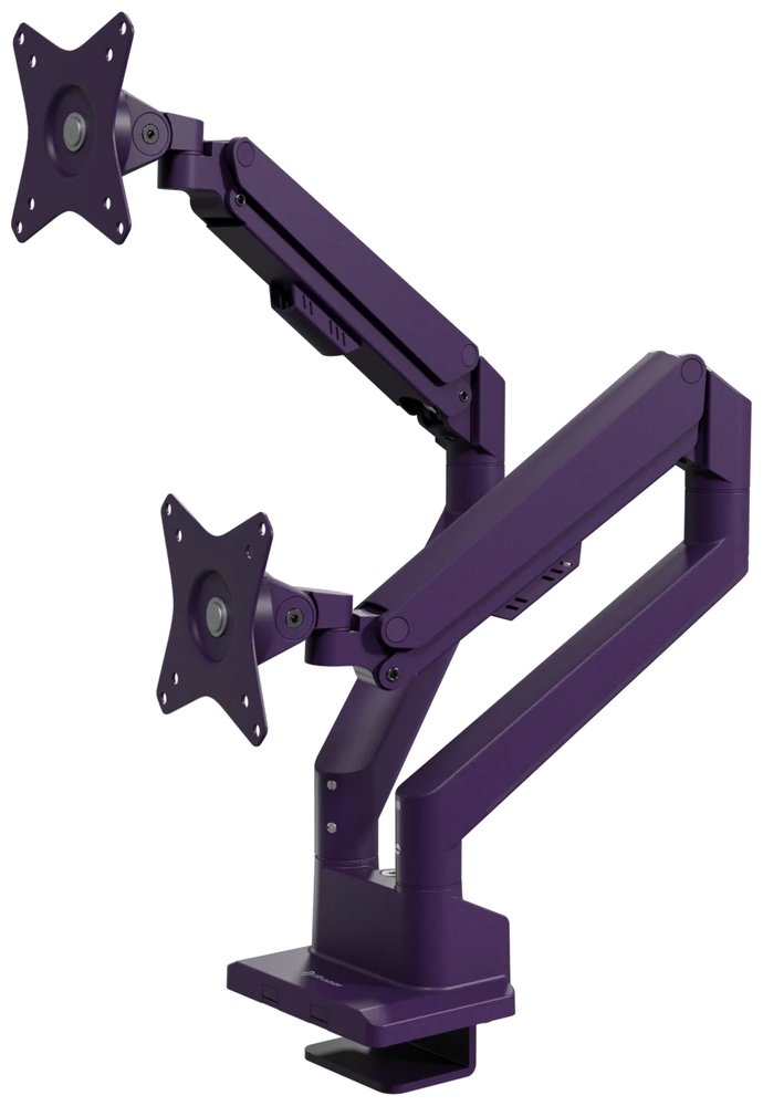 AROZZI ALZARE NEO DUO Purple/ stolní držák pro 2 monitory/ plynový píst/ kovový/ fialový