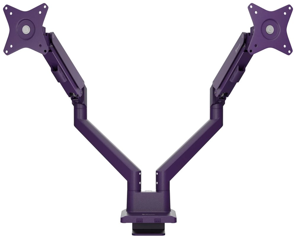 AROZZI ALZARE NEO DUO Purple/ stolní držák pro 2 monitory/ plynový píst/ kovový/ fialový