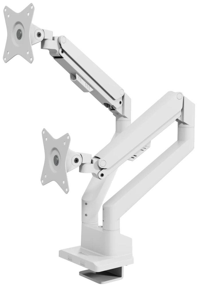 AROZZI ALZARE NEO DUO White/ stolní držák pro 2 monitory/ plynový píst/ kovový/ bílý