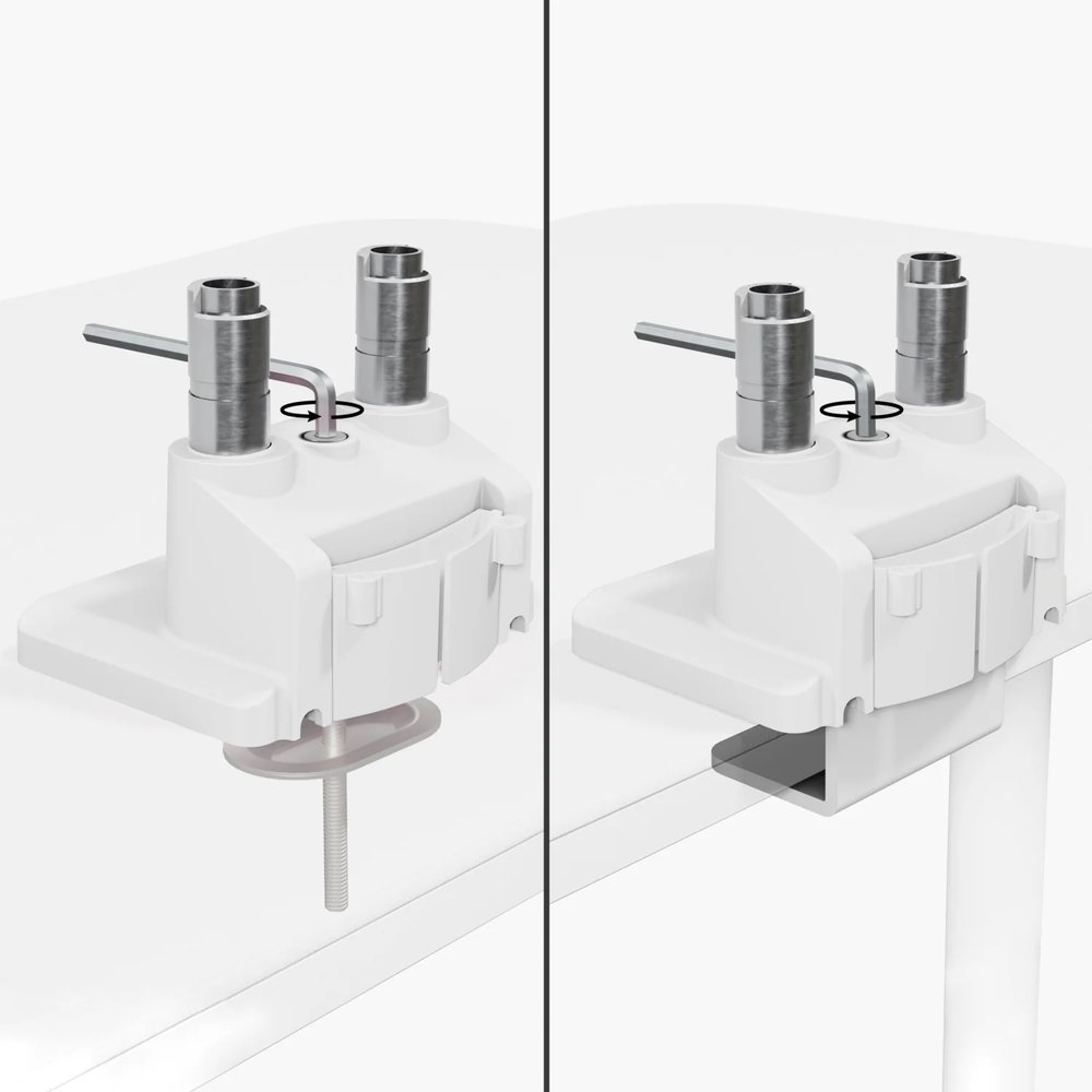 AROZZI ALZARE NEO DUO White/ stolní držák pro 2 monitory/ plynový píst/ kovový/ bílý