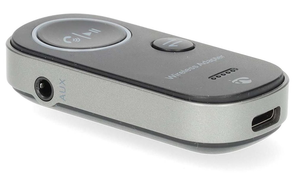 NEDIS kompaktní a přenosný bezdrátový audio Bluetooth adaptér/ zásuvka USB-C/ výstupní konektor 3,5 mm/ černý