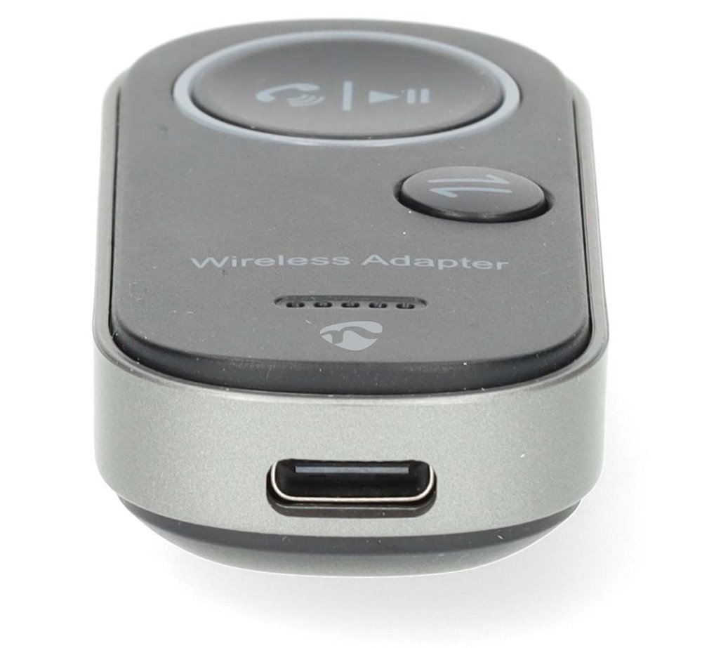 NEDIS kompaktní a přenosný bezdrátový audio Bluetooth adaptér/ zásuvka USB-C/ výstupní konektor 3,5 mm/ černý