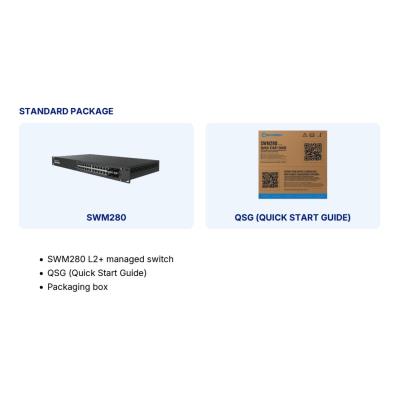 Teltonika SWM280 manažovaný switch, 24x GbE (12x PoE+), 4x SFP, L2+, 19" rack