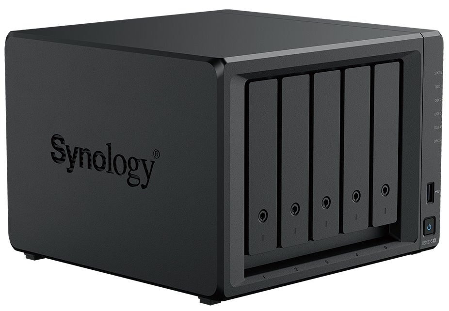 Synology DS1525+   5x SATA, 8GB RAM, 2x M.2, 2x USB3.2, 2x 2,5GbE, 1x PCIe, 1x USB-C