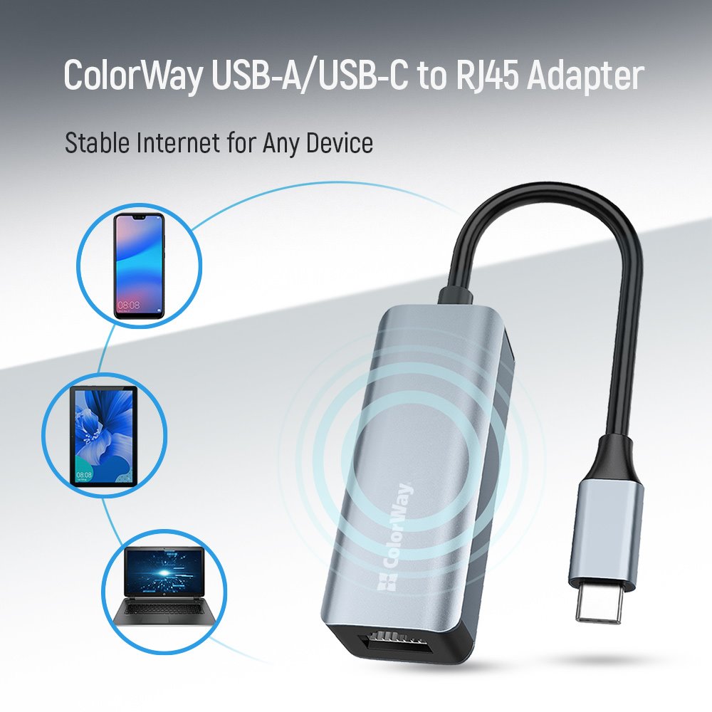 Colorway Adaptér USB-C nebo USB-A na RJ45/ 18cm