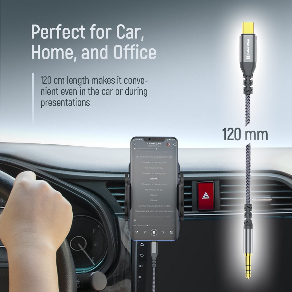 Colorway Adaptér USB-C na 3.5 mm jack/ 1.2m