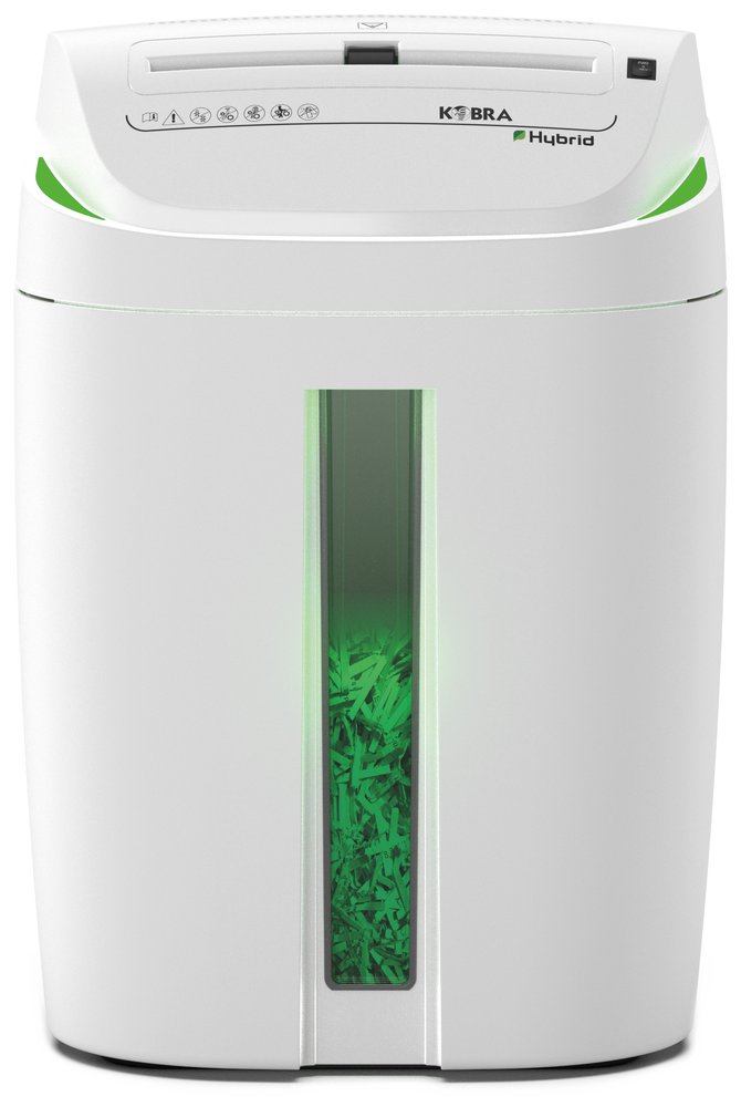 KOBRA skartovač S4-HYBRID/ příčný řez 3,8 mm/ A4/ kapacita 22 listů/ objem koše 40l/ stupeň utajení P2/ bílo-zelený